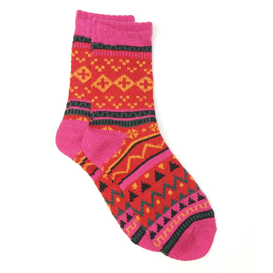 POM Peace Of Mind Red Mix Nordic Knit Socks