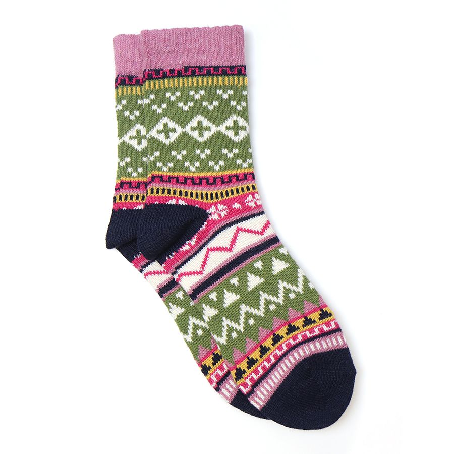 POM Peace Of Mind Sage Green Nordic Knit Socks