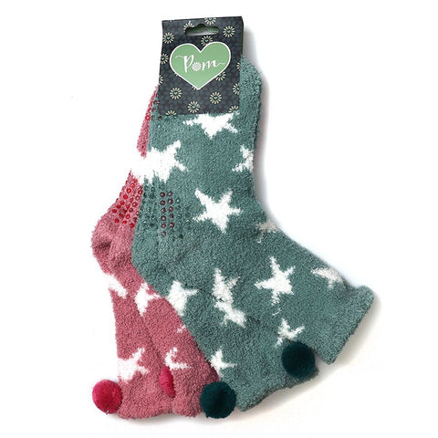 POM Peace Of Mind Cosy Socks Set - Pink & Green