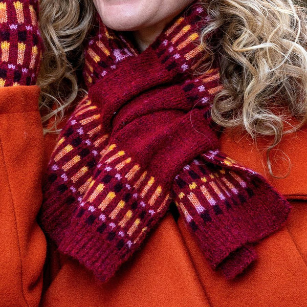 POM Peace Of Mind Red Multi Pull Through Scarf