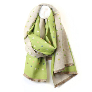 Peace of Mind Lime Mini Hearts Reversible Scarf