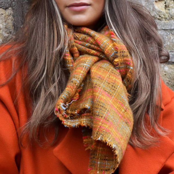 Peace of Mind Mustard Check Winter Scarf