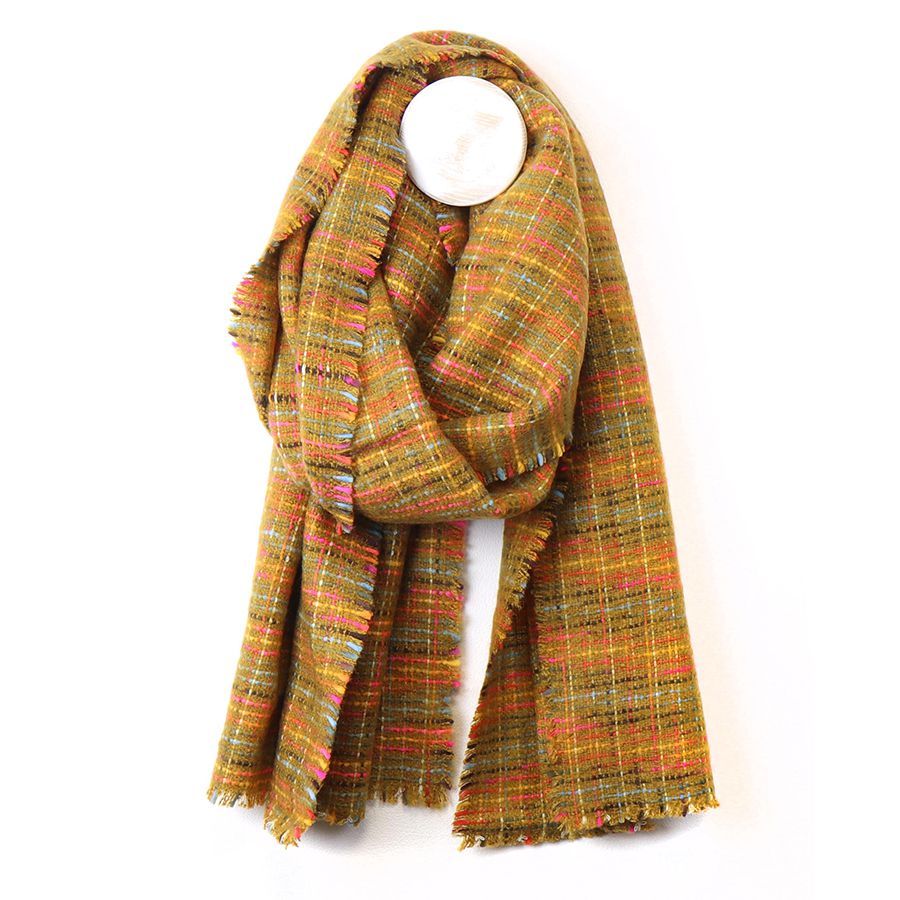 Peace of Mind Mustard Check Winter Scarf