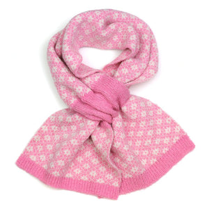 POM Peace Of Mind Pink & White Scandi Flower Pull Through Scarf