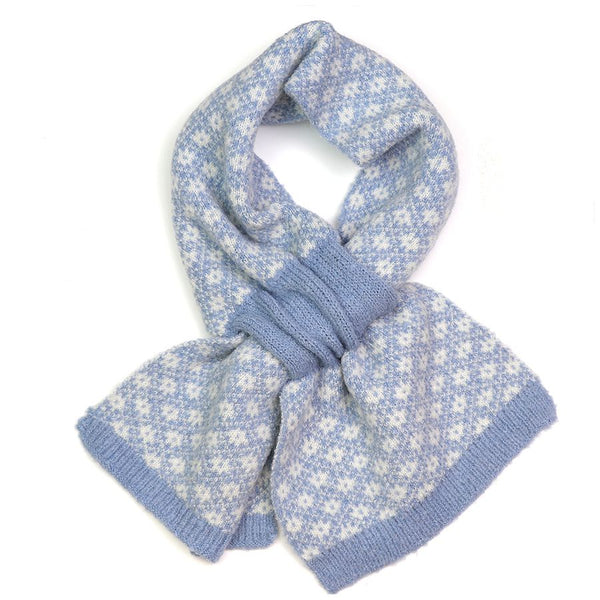 POM Peace Of Mind Blue & White Scandi Flower Pull Through Scarf