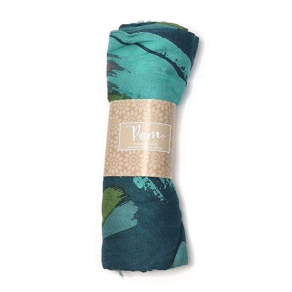 Peace of Mind Teal Brush Stroke Bamboo VIscose Scarf