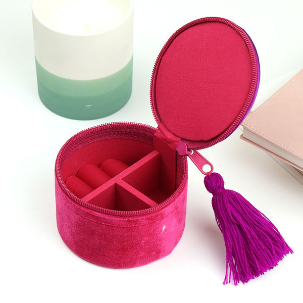 POM Fuchsia Velvet Embroidered Bee Trinket Box