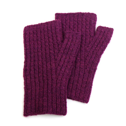 POM Peace Of Mind Cable Knit Wristwarmers - Berry