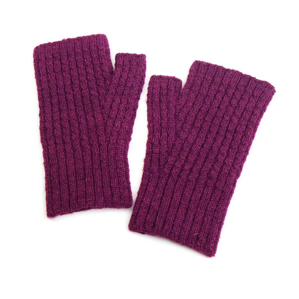 POM Peace Of Mind Cable Knit Wristwarmers - Berry