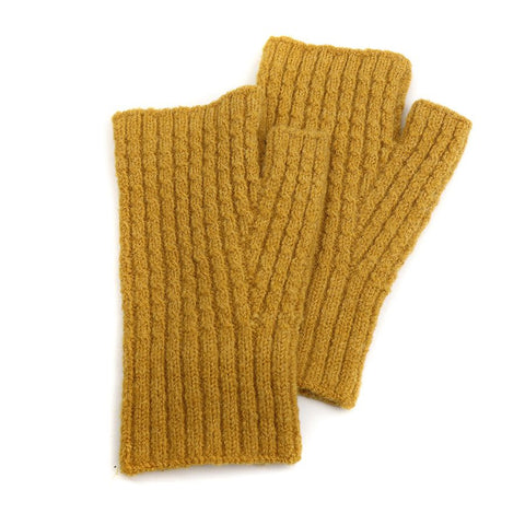 POM Peace Of Mind Cable Knit Wristwarmers - Mustard