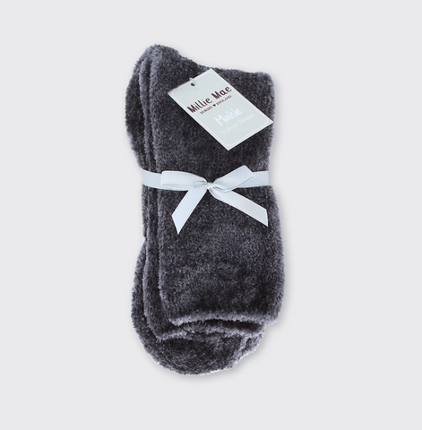 Ladies Velvet Socks Grey