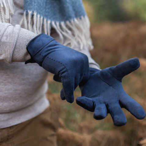 Men's Faux Suede Touchscreen Gloves Navy