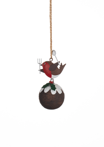 Shoeless Joe Robin on Christmas Pudding Hanger