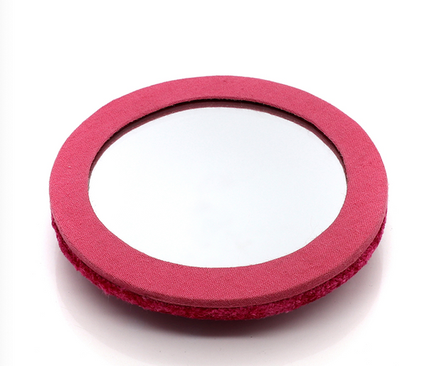 POM Rich Pink Velvet Embellished Bee Compact Mirror