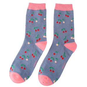 Miss Sparrow Socks Mini Cherries Denim Blue