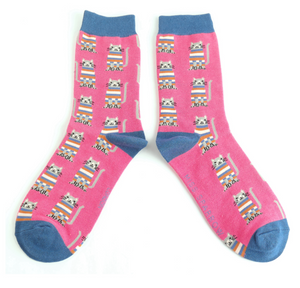 Miss Sparrow Socks Cosy Kitties Hot Pink