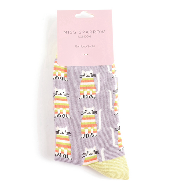 Miss Sparrow Socks Cosy Kitties Lavender