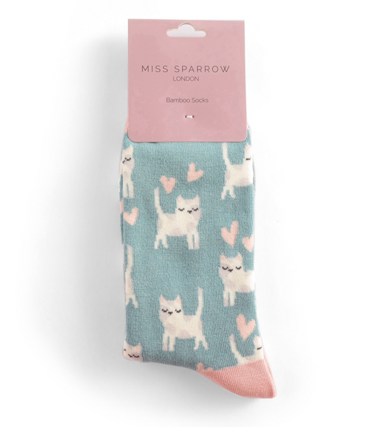 Miss Sparrow Socks Sleepy Cats Duck Egg