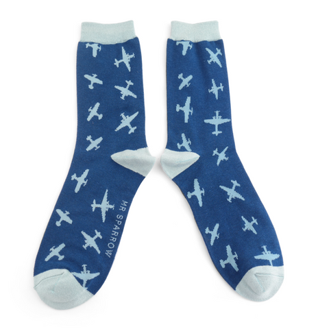 Mr Heron Socks Planes Navy