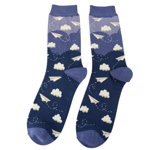 Mr Heron Socks Paper Planes Navy