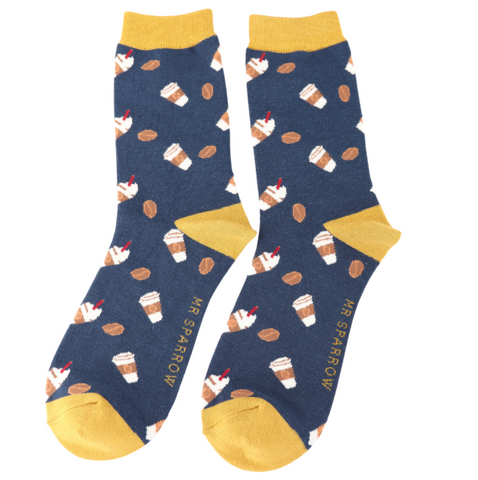 Mr Heron Socks Takeaway Coffee Navy