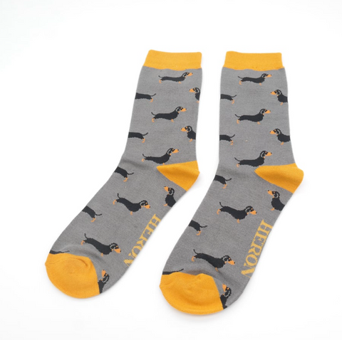 Mr Heron Socks Little Sausage Dogs Grey