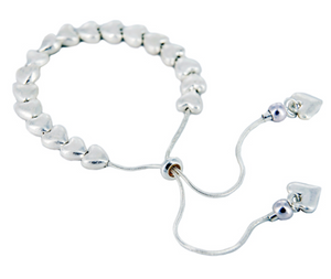 Adjustable Row of Hearts Bracelet