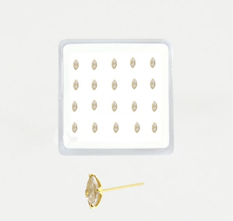 Gold Plated Nose Stud with Marquis Gem