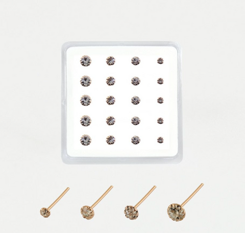 Rose Gold Plated  Nose Stud  - Round Clawset