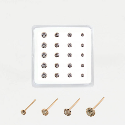 Rose Gold Platedl  Nose Stud  - Round Clawset